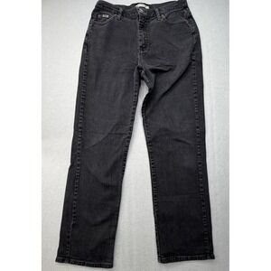 Lee Jeans Women 10 Long Black Relaxed Straight Leg Denim High Rise Stretch